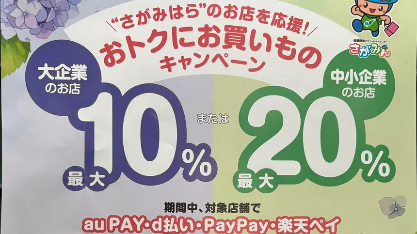 5/20スタート！『おトクにお買いものキャンペーン』相模原市内で最大20％還元
